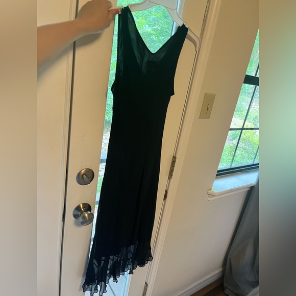 SOLD Silk Black Petite Embroidered Pretty Dress - Picture 4 of 8